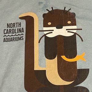 North Carolina Aquariums Otter Graphic Unisex T-Shirt Blue XL